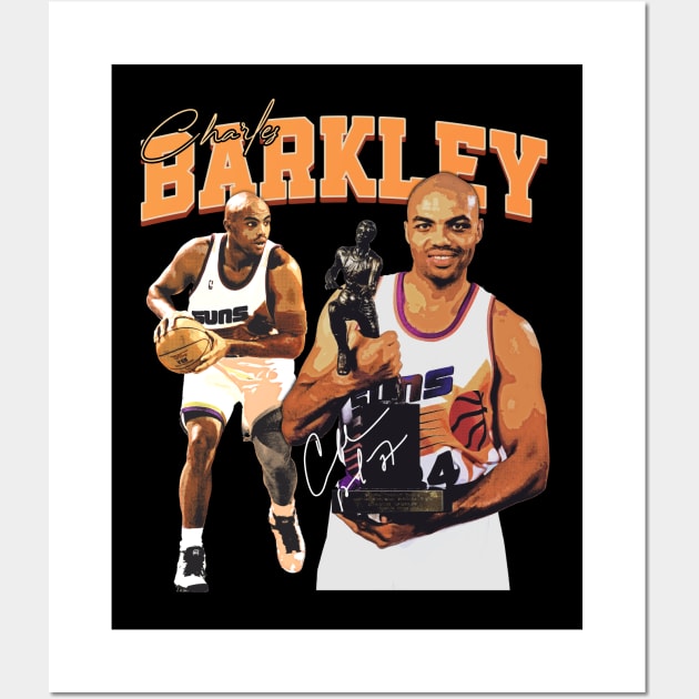 Charles Barkley The Chuck Basketball Legend Signature Vintage Retro 80s 90s Bootleg Rap Style Wall Art by CarDE